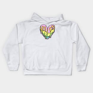 Drippy Melting Pastel Rainbow Heart Cartoon, made by EndlessEmporium Kids Hoodie